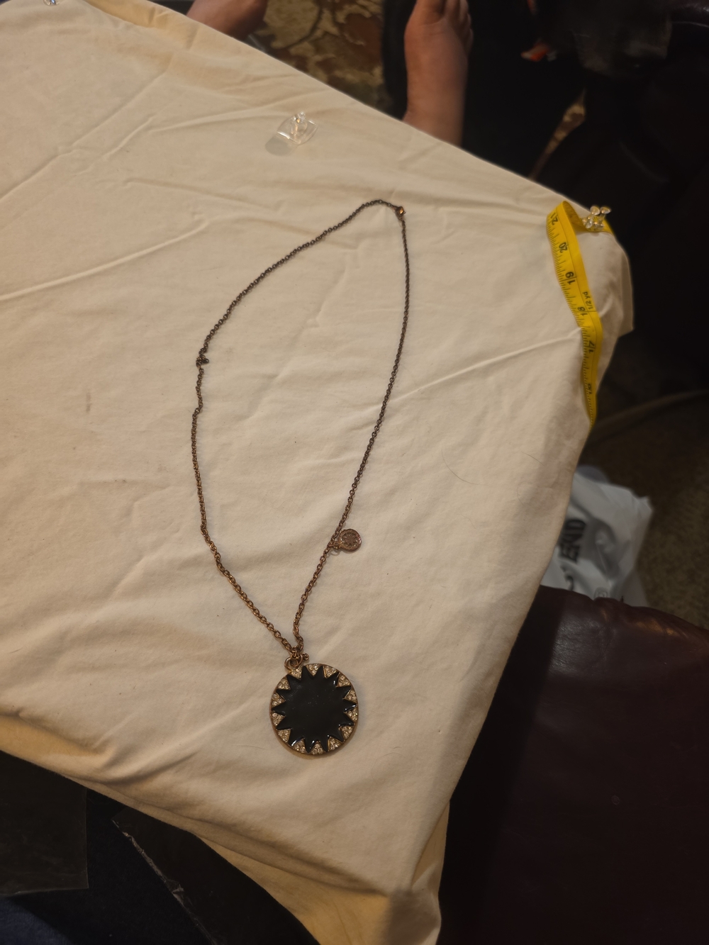Black and Gold Sunburst Pendant Necklace by